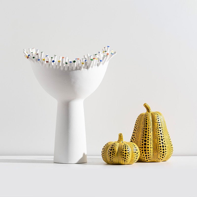 Colorful Studs Ceramic High Foot Sculpture - DIVINE DESIGN