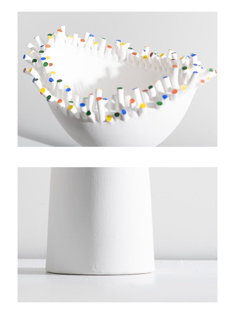 Colorful Studs Ceramic High Foot Sculpture - DIVINE DESIGN