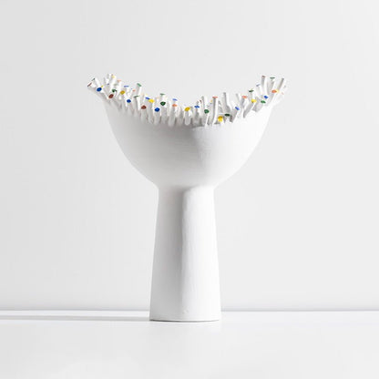 Colorful Studs Ceramic High Foot Sculpture - DIVINE DESIGN
