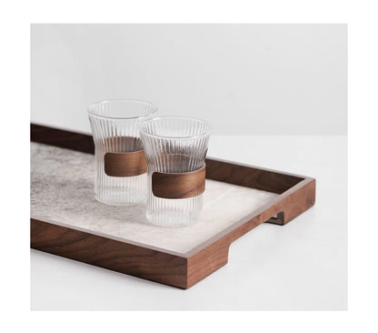 Cow Hair Walnut Decorative Tray - DIVINE DESIGN