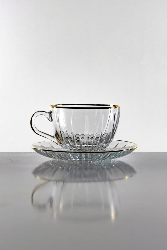 Diamond Vintage Crystal Gold Rimmed Tea Cups - DIVINE DESIGN