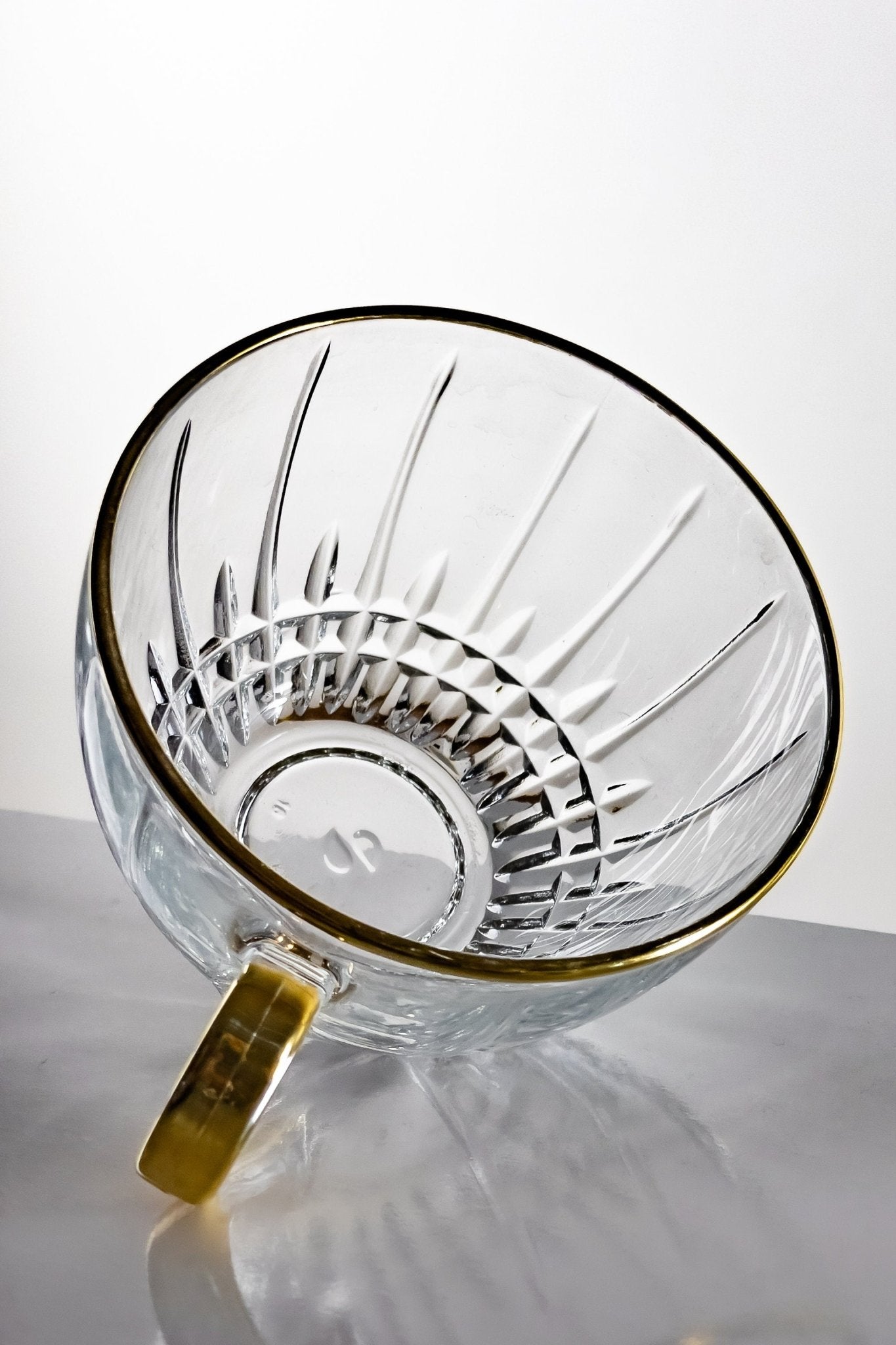 Diamond Vintage Crystal Gold Rimmed Tea Cups - DIVINE DESIGN