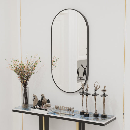 Edge Black Oval Mirror - DIVINE DESIGN