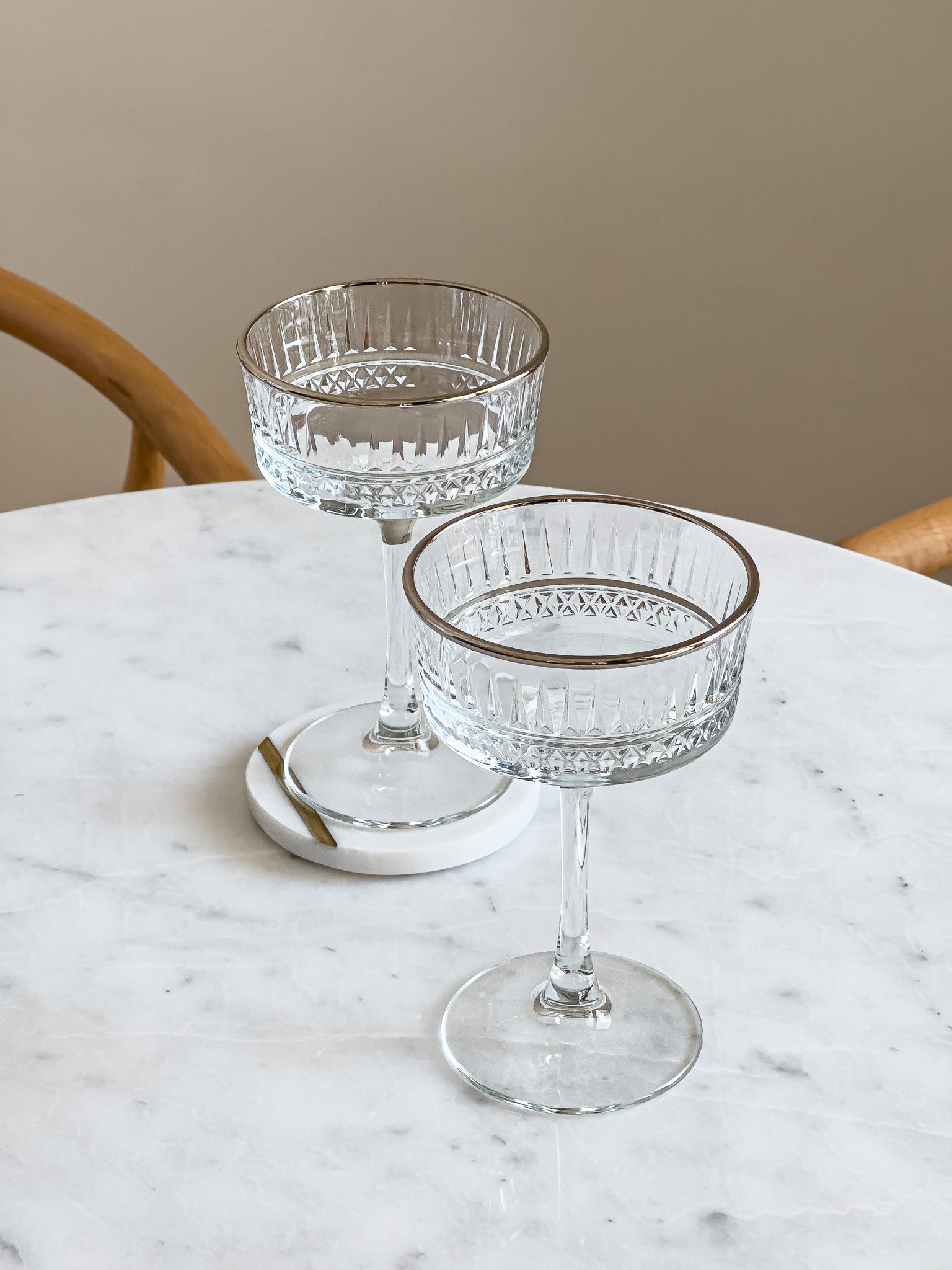 Eva Silver Rim Champagne Coupe Glass - DIVINE DESIGN