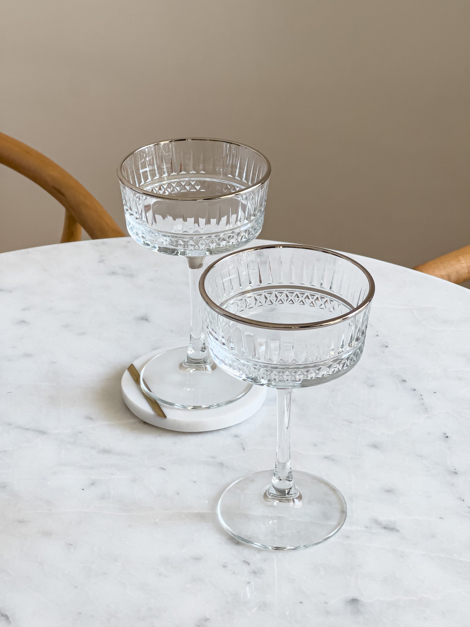 Eva Silver Rim Champagne Coupe Glass - DIVINE DESIGN