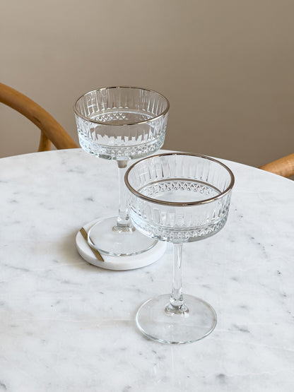 Eva Silver Rim Champagne Coupe Glass - DIVINE DESIGN