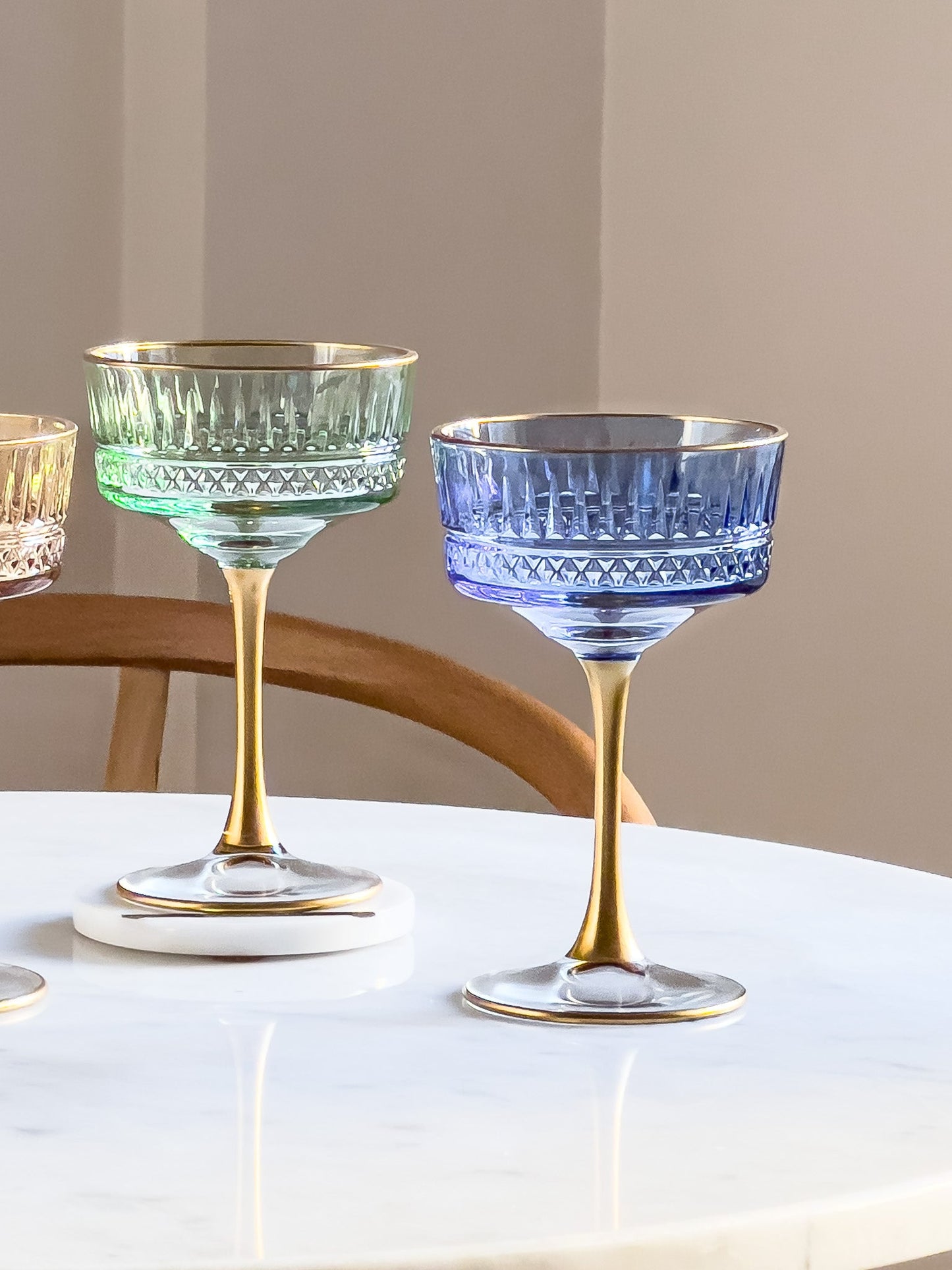 Eva Vintage Colored Champagne Coupe - DIVINE DESIGN