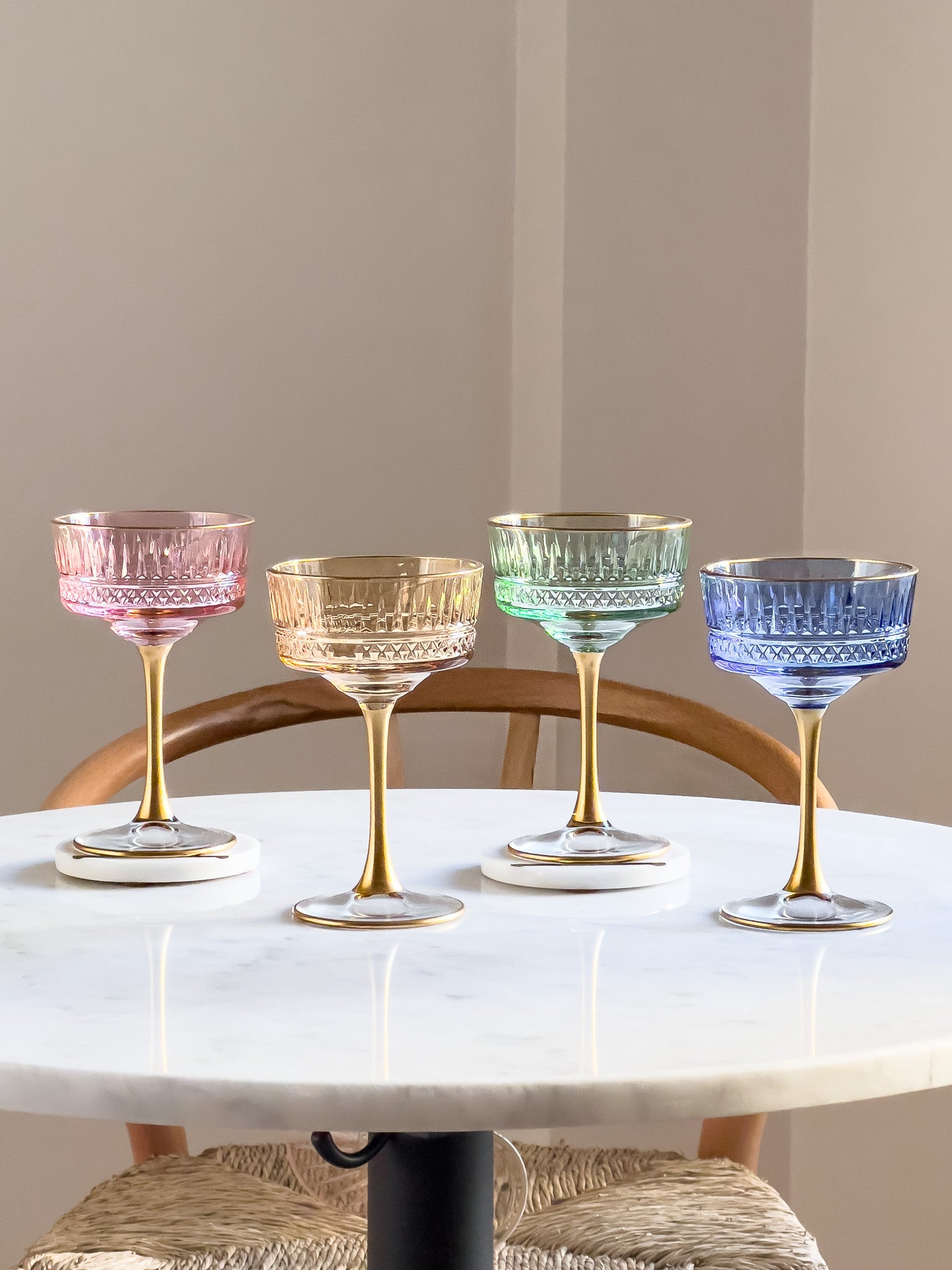 Eva Vintage Colored Champagne Coupe - DIVINE DESIGN