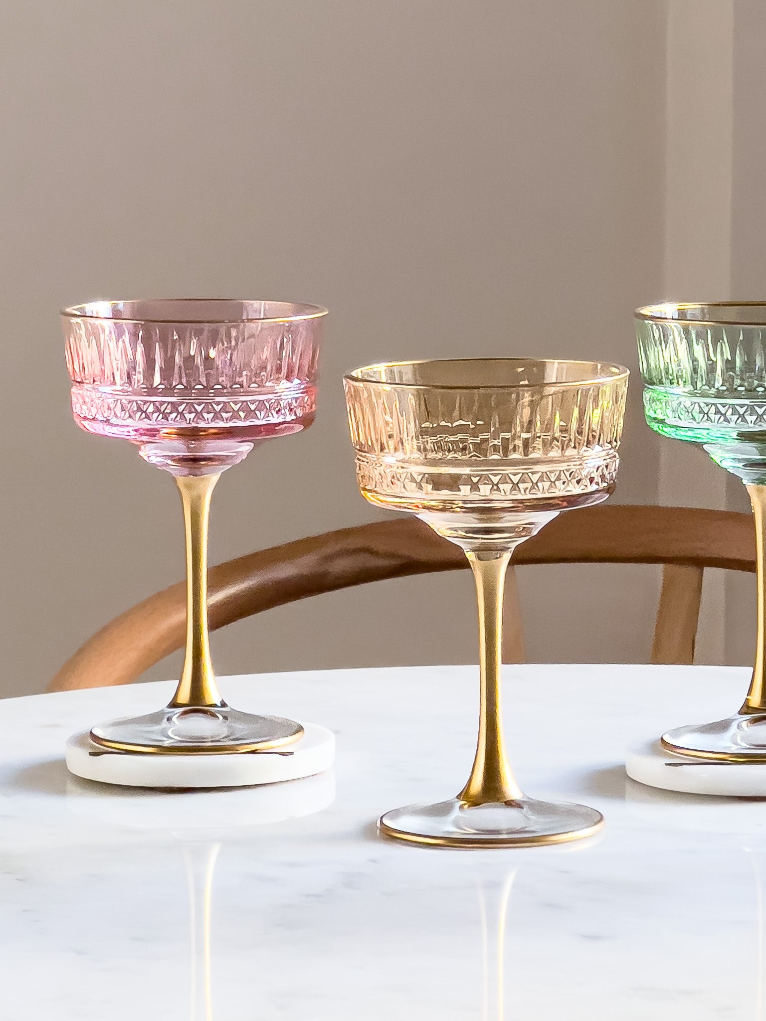 Eva Vintage Colored Champagne Coupe - DIVINE DESIGN