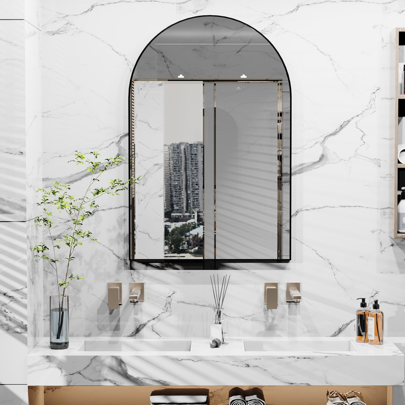 Facade Black Arch Wall Mirror - DIVINE DESIGN