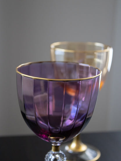 Figlia Vintage Colored Gold Stem Wine Glass - DIVINE DESIGN