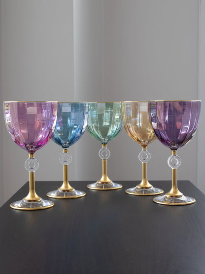 Figlia Vintage Colored Gold Stem Wine Glass - DIVINE DESIGN