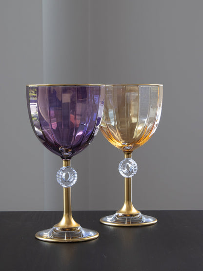 Figlia Vintage Colored Gold Stem Wine Glass - DIVINE DESIGN