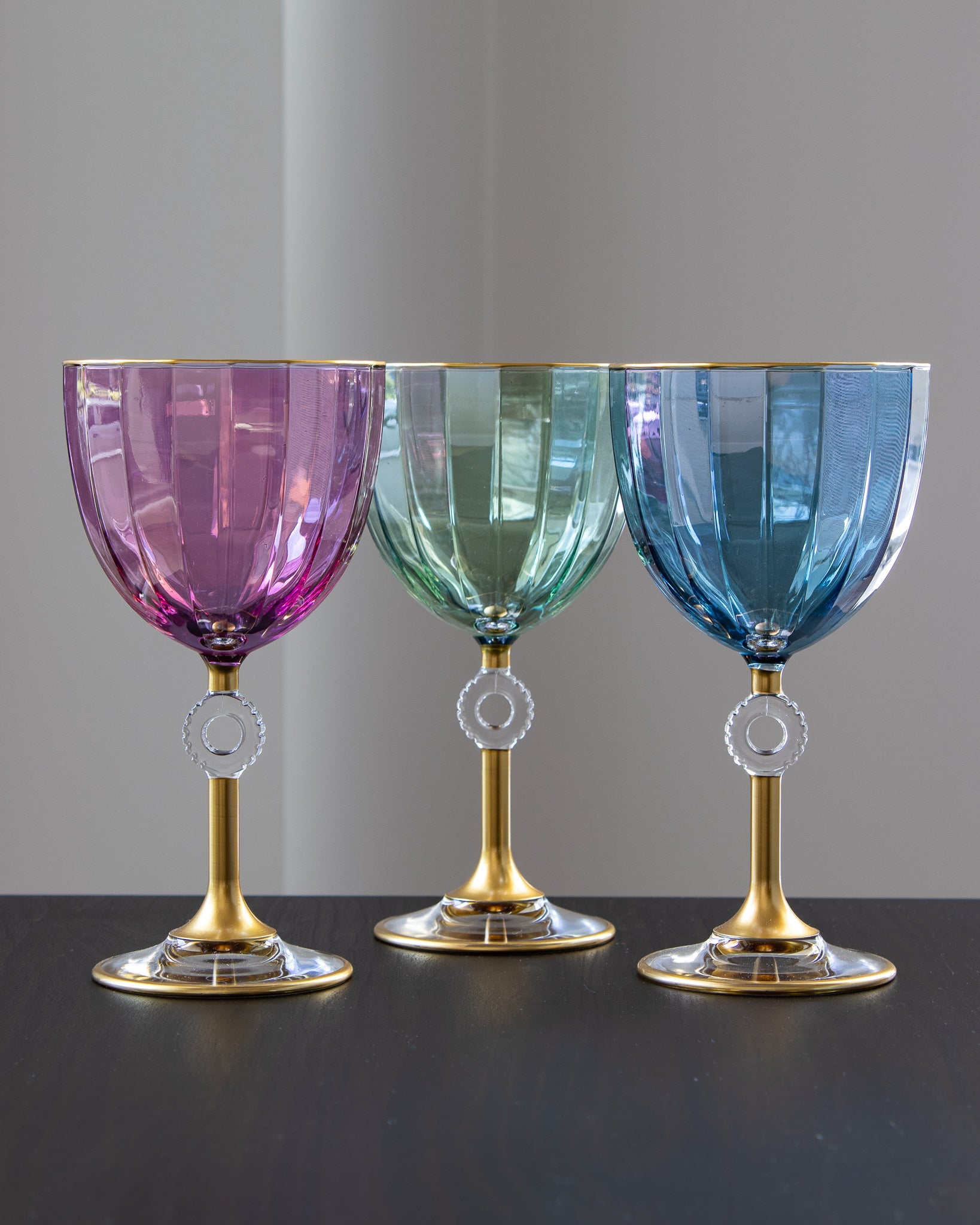 Figlia Vintage Colored Gold Stem Wine Glass - DIVINE DESIGN