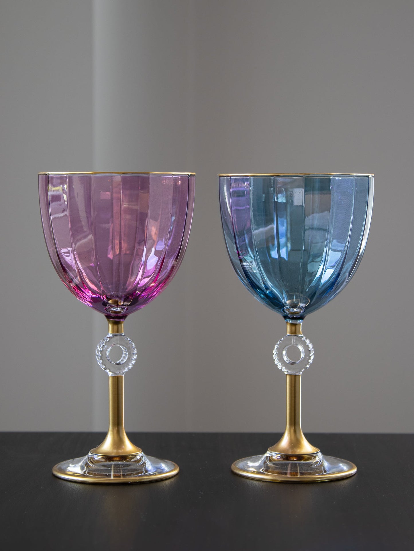 Figlia Vintage Colored Gold Stem Wine Glass - DIVINE DESIGN