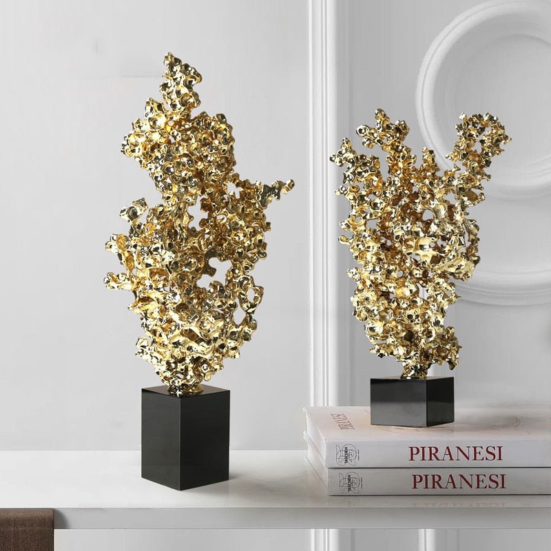 Gold Coral Decorative Statue - DIVINE DESIGN