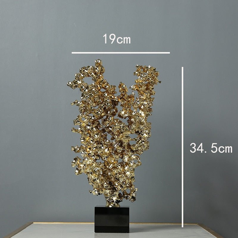 Gold Coral Decorative Statue - DIVINE DESIGN