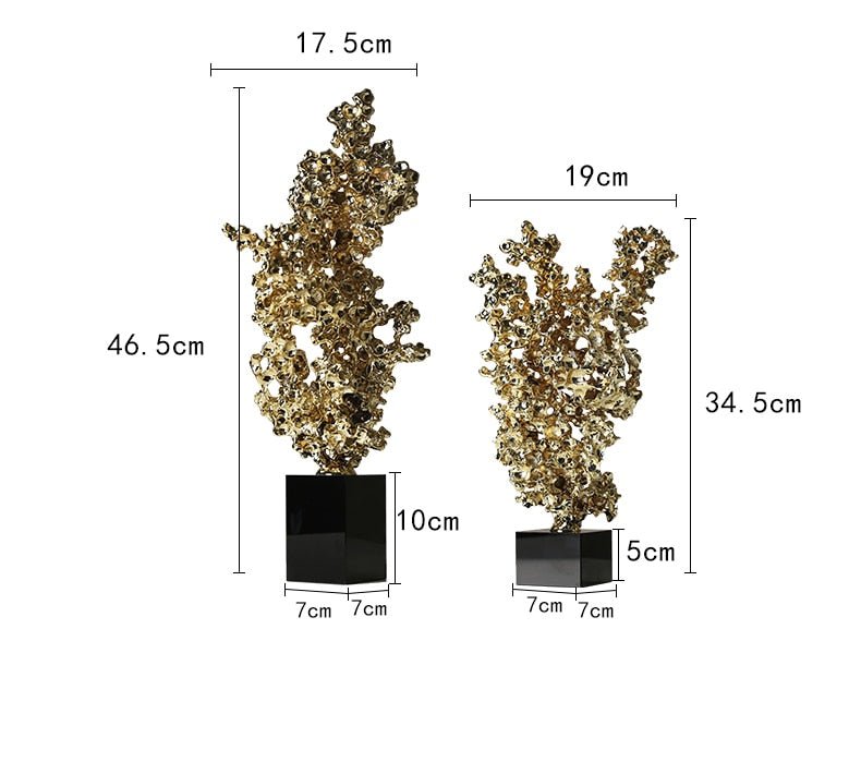 Gold Coral Decorative Statue - DIVINE DESIGN