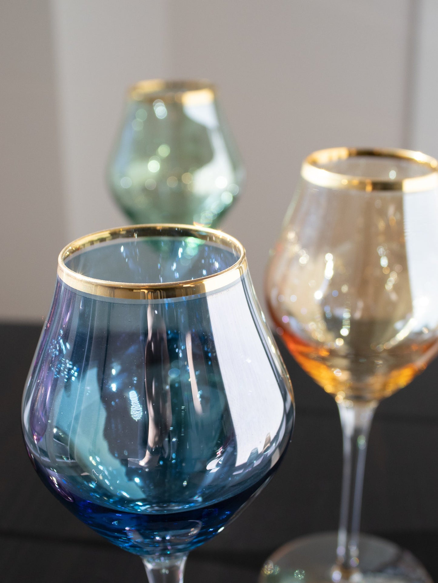 Lana Colored Gold Rim Wine Glass