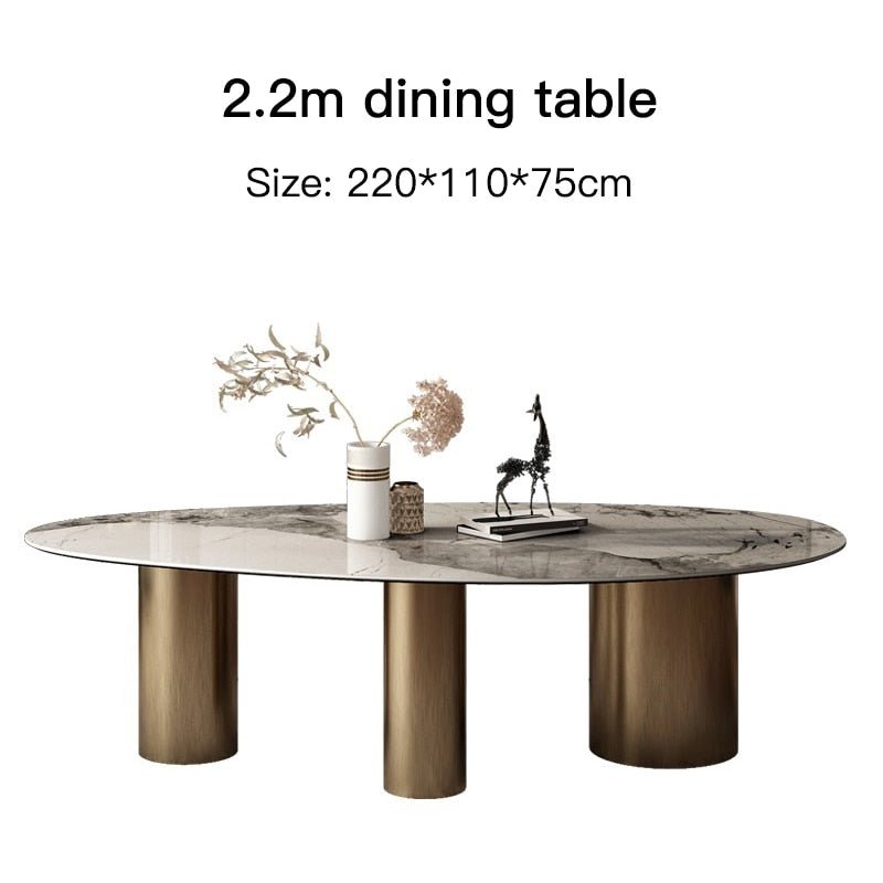 Italian Oval Stone Dining Table with Matching Tables - DIVINE DESIGN