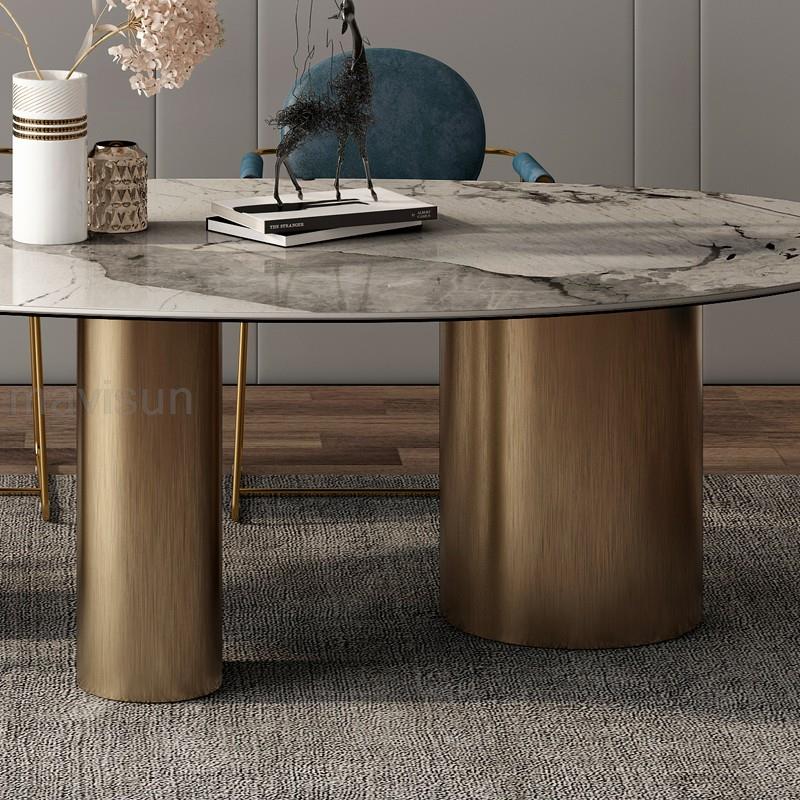 Italian Oval Stone Dining Table with Matching Tables - DIVINE DESIGN