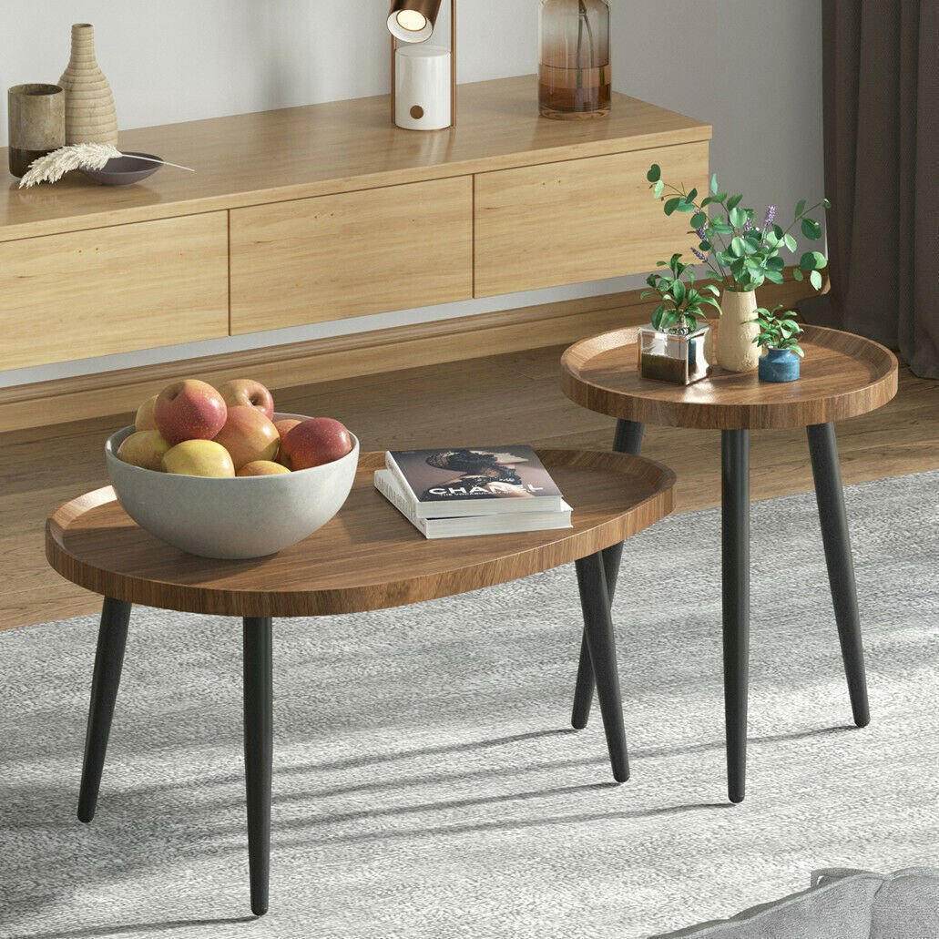 Kjopp Walnut Nesting Coffee Tables, Set of 2 - DIVINE DESIGN