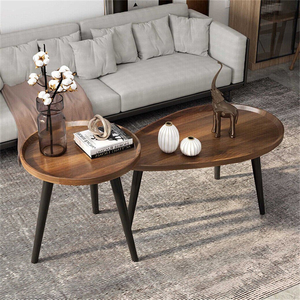 Kjopp Walnut Nesting Coffee Tables, Set of 2 - DIVINE DESIGN