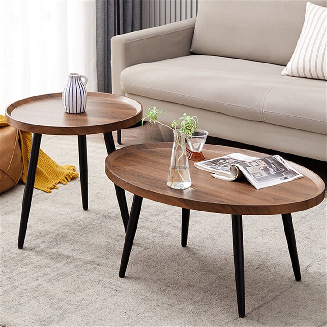 Kjopp Walnut Nesting Coffee Tables, Set of 2 - DIVINE DESIGN