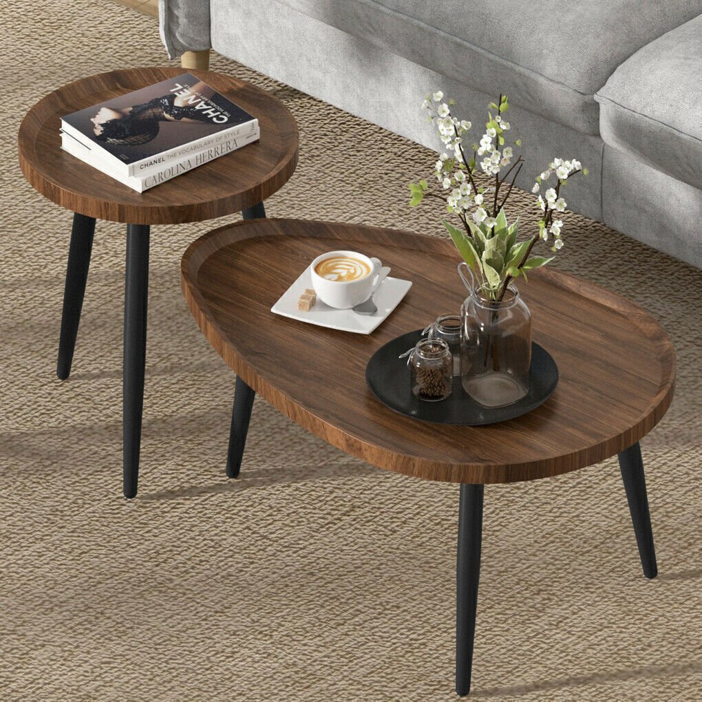 Kjopp Walnut Nesting Coffee Tables, Set of 2 - DIVINE DESIGN