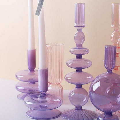 Lilac Glass Candle Holder & Glass Vase - DIVINE DESIGN