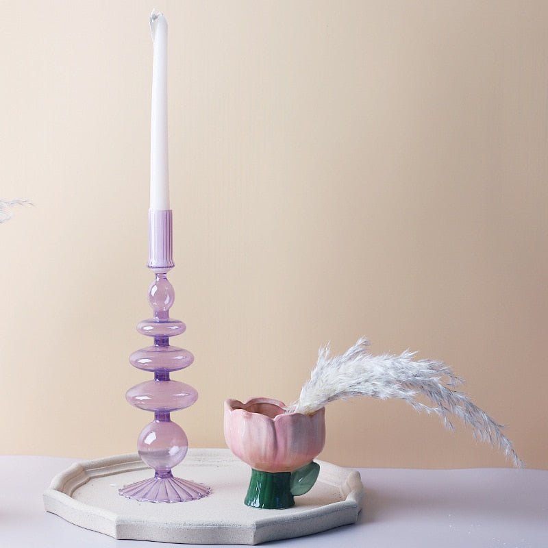 Lilac Glass Candle Holder & Glass Vase - DIVINE DESIGN