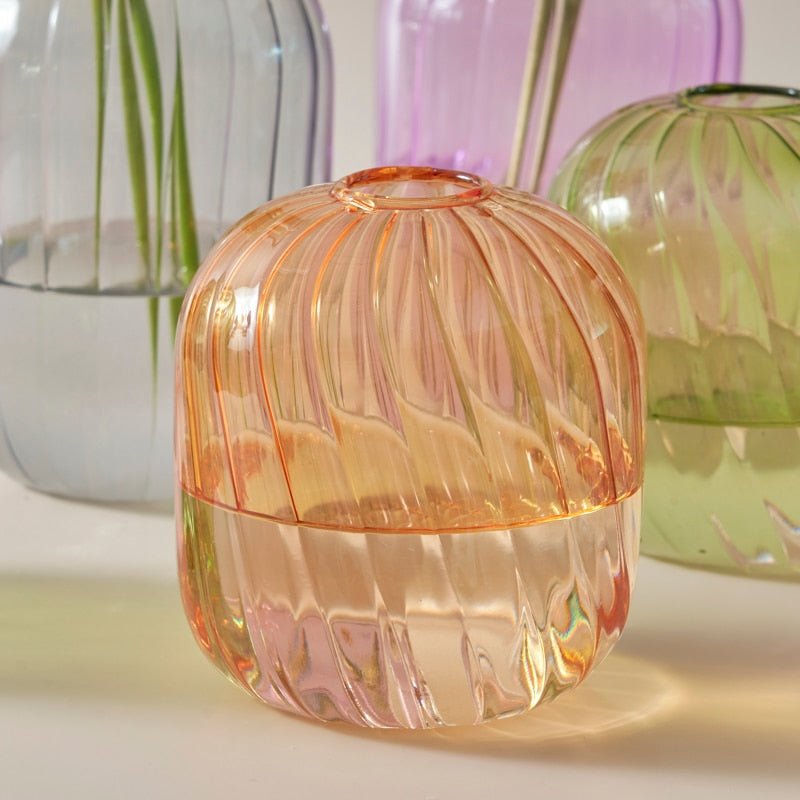 Lilloo Rippled Colored Glass Vase - DIVINE DESIGN