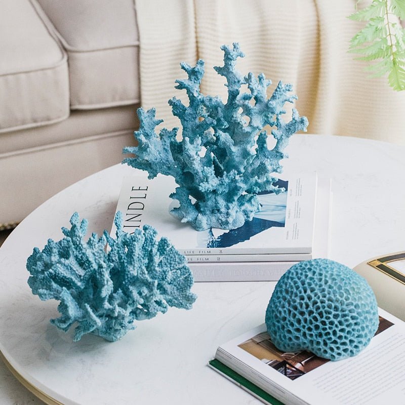 Mediterranean Blue Coral Sculpture - DIVINE DESIGN