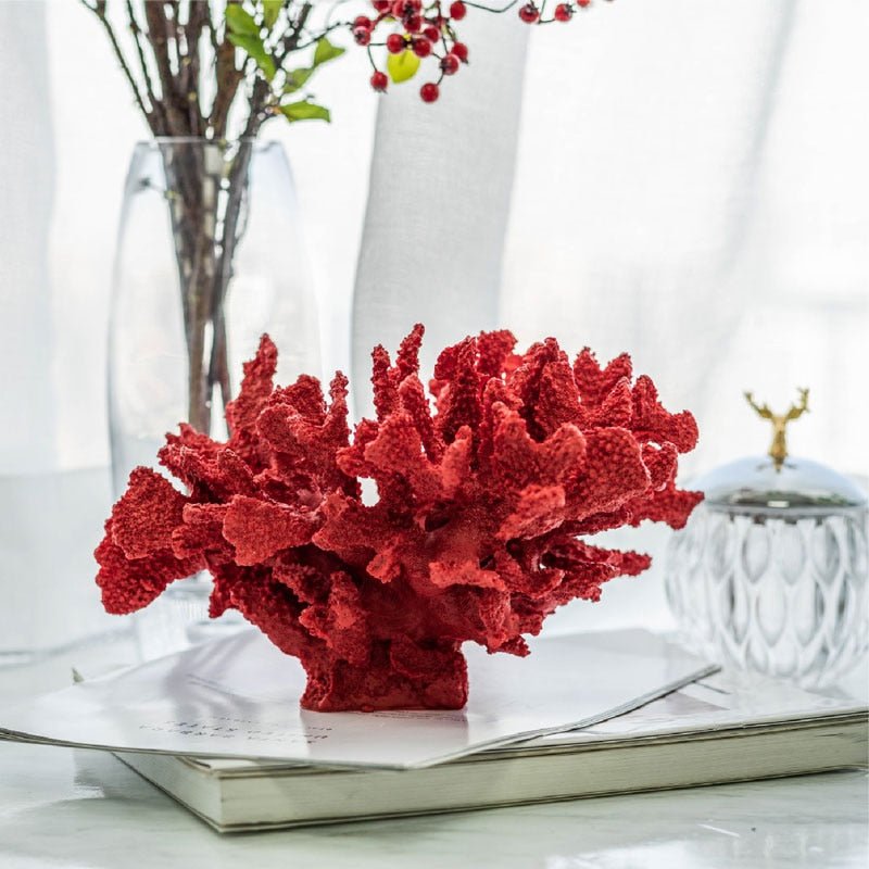 Mediterranean White Red Coral Sculpture - DIVINE DESIGN