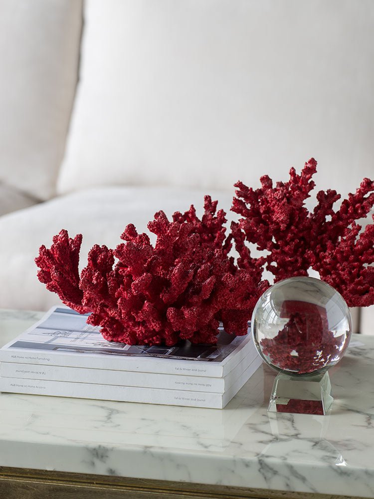 Mediterranean White Red Coral Sculpture - DIVINE DESIGN
