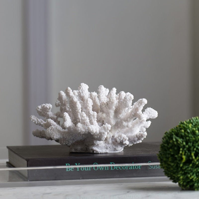 Mediterranean White Red Coral Sculpture - DIVINE DESIGN