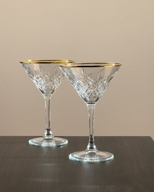 Milena Vintage Gold Rim Martini Glass - DIVINE DESIGN