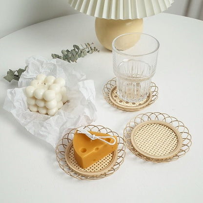 Natural Bamboo Rattan Coasters - DIVINE DESIGN