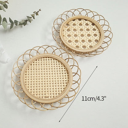 Natural Bamboo Rattan Coasters - DIVINE DESIGN