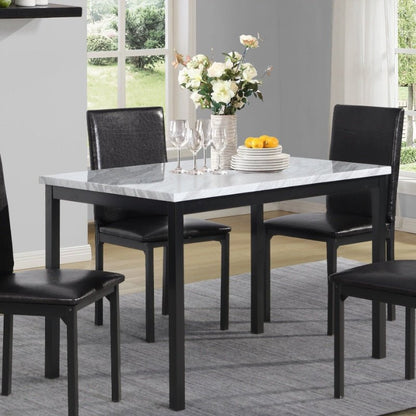 Noyes Metal Dining Table with Faux Marble Top - DIVINE DESIGN