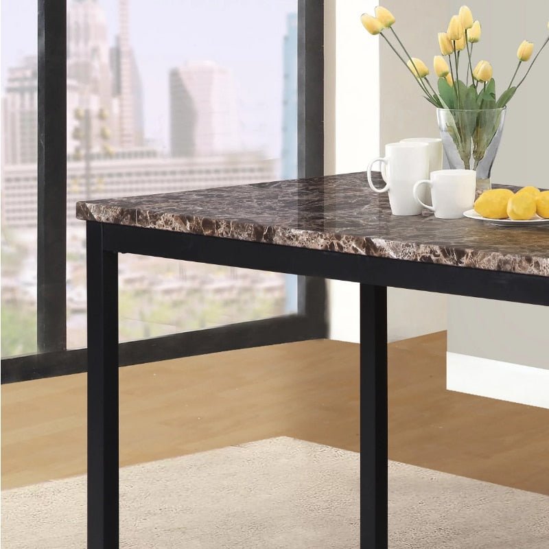 Noyes Metal Dining Table with Faux Marble Top - DIVINE DESIGN
