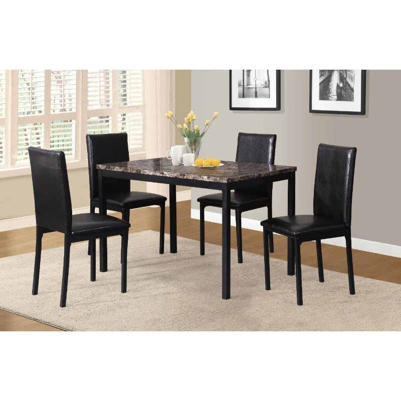 Noyes Metal Dining Table with Faux Marble Top - DIVINE DESIGN
