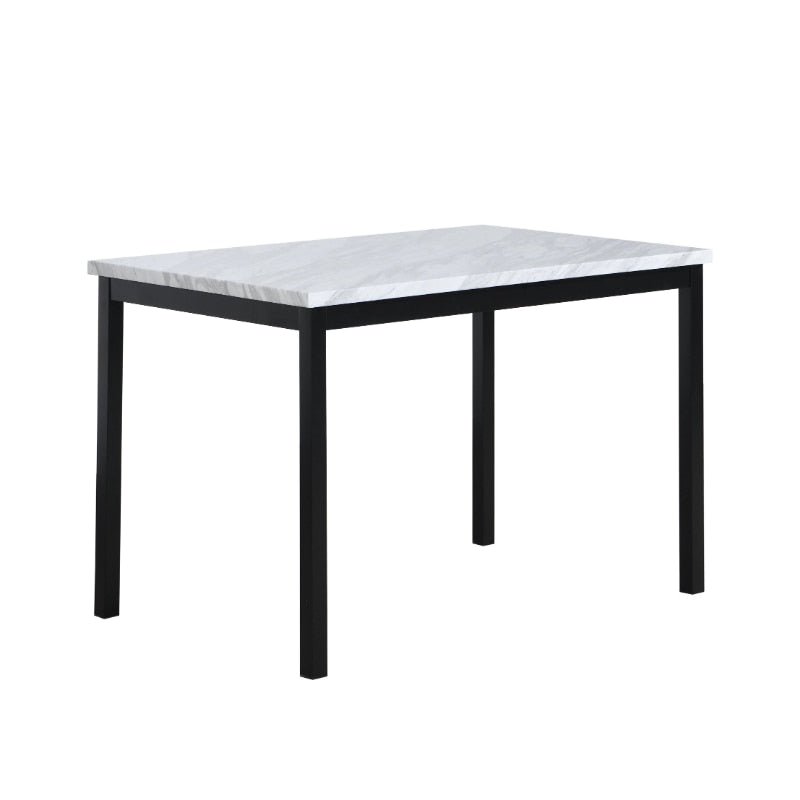 Noyes Metal Dining Table with Faux Marble Top - DIVINE DESIGN