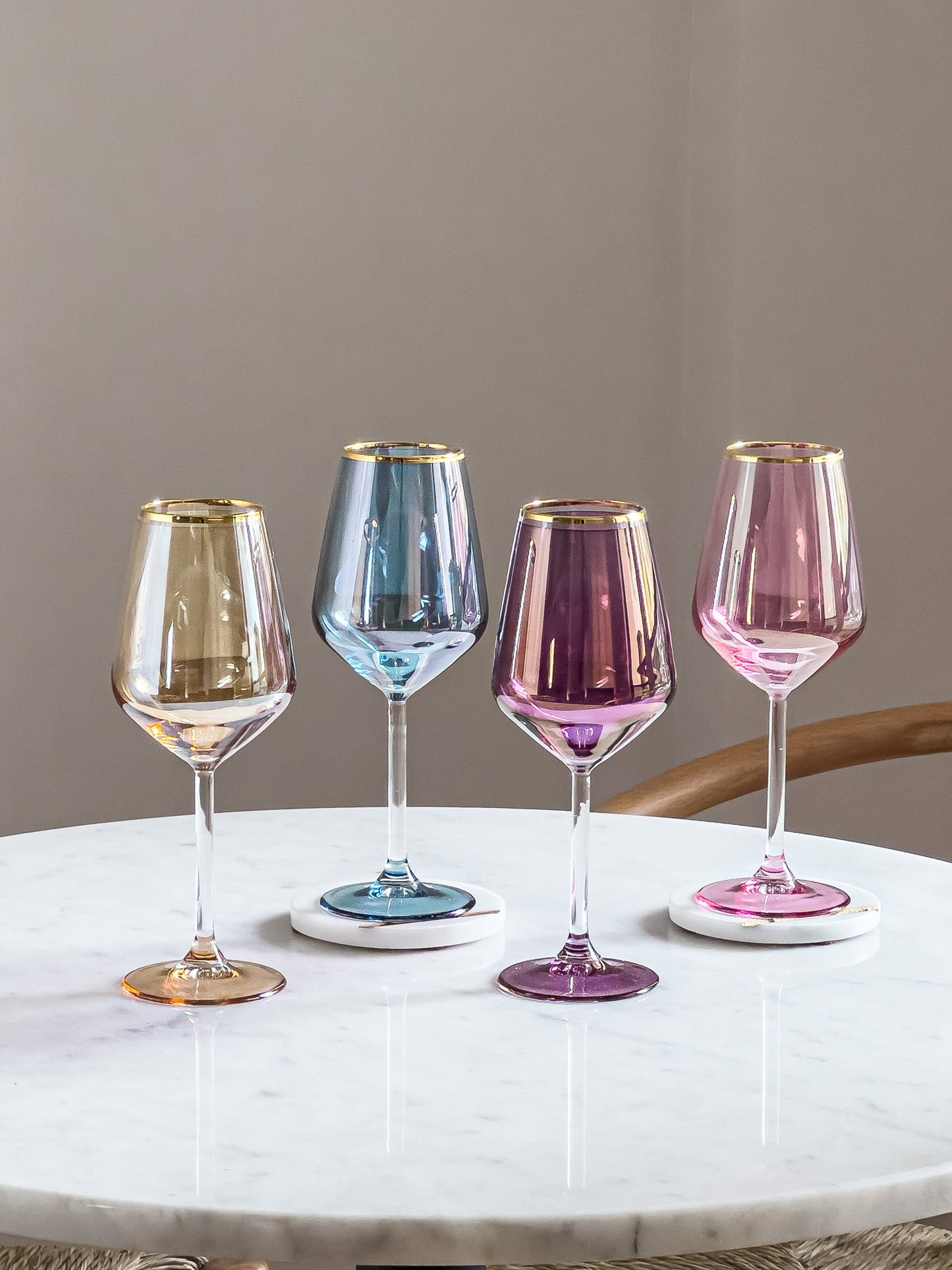 Rainbow Colored Gold Rim Wine Glass - DIVINE DESIGN