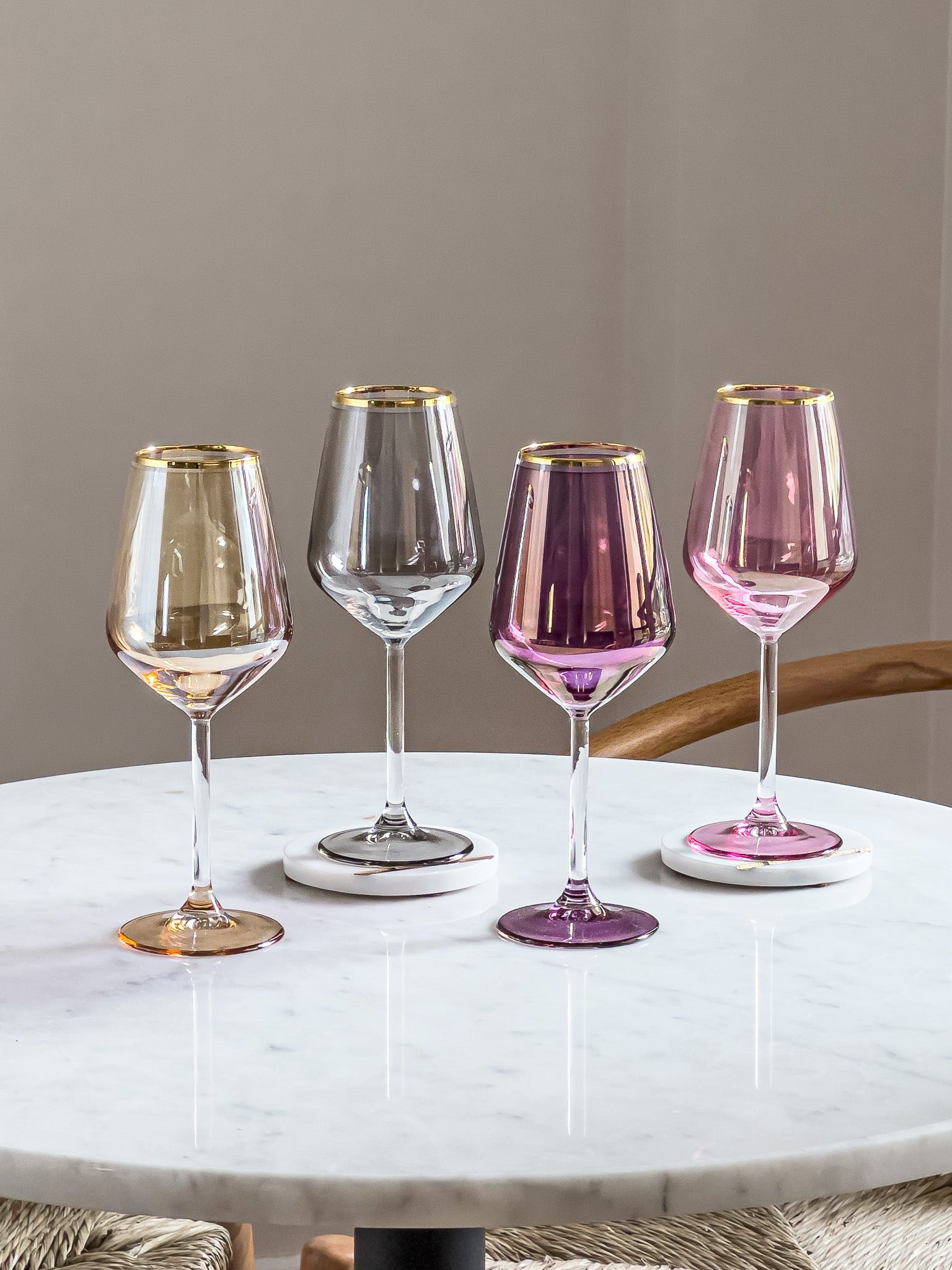 Rainbow Colored Gold Rim Wine Glass - DIVINE DESIGN