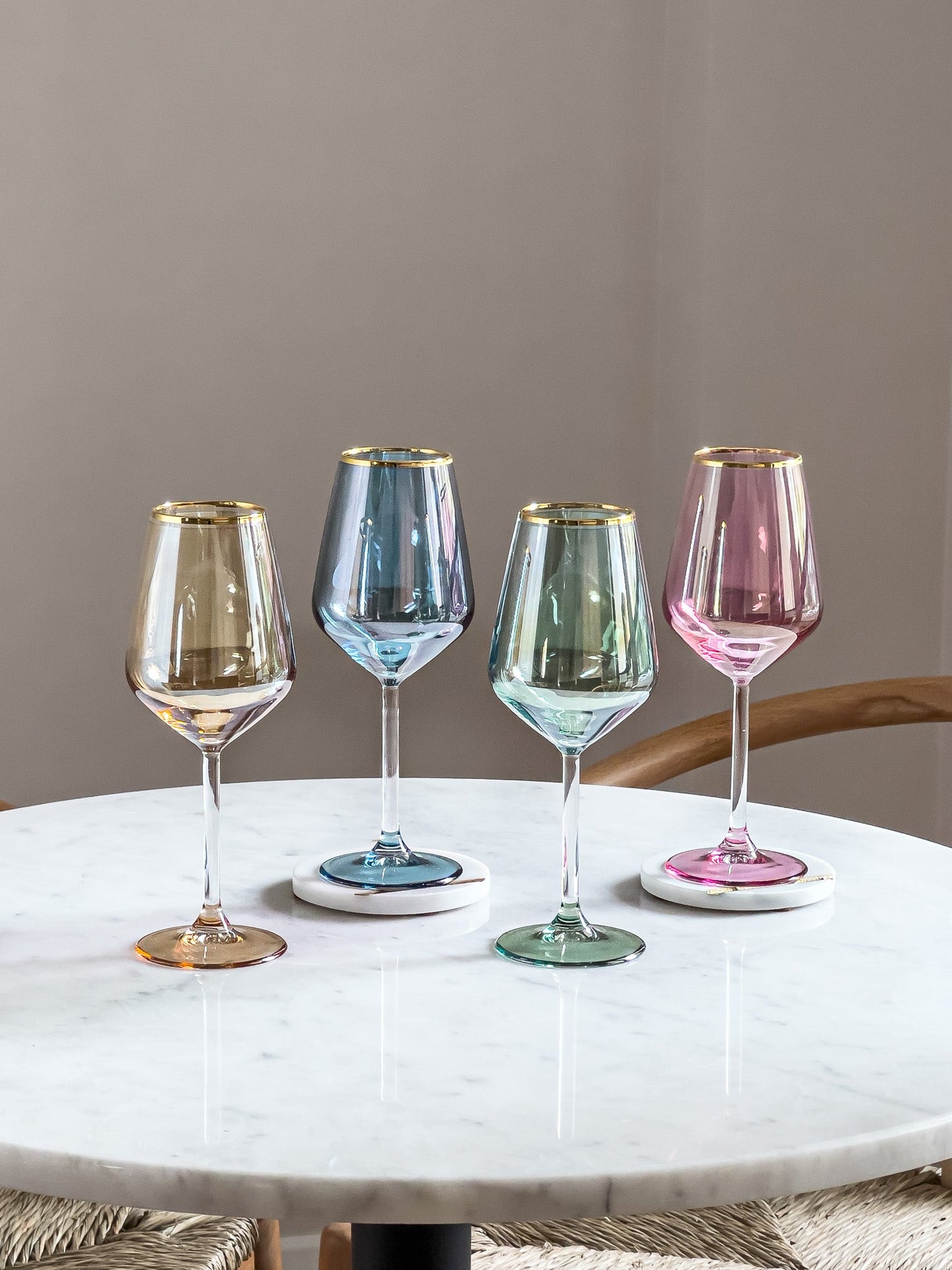 Rainbow Colored Gold Rim Wine Glass - DIVINE DESIGN