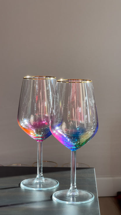 Rainbow Mixed Colored Large Wine Glass - DIVINE DESIGN