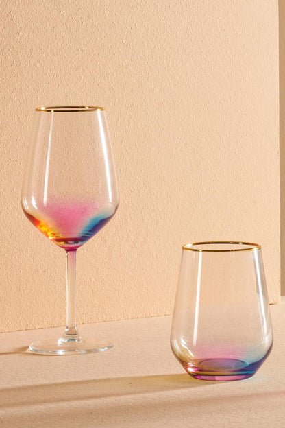 Rainbow Mixed Colored Large Wine Glass - DIVINE DESIGN