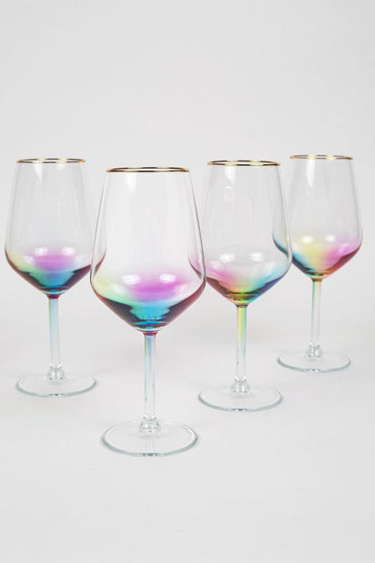 Rainbow Mixed Colored Large Wine Glass - DIVINE DESIGN