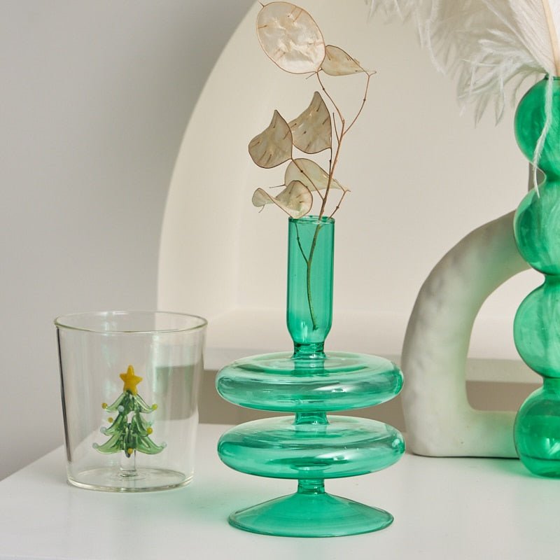 Rouge-Vert Glass Candle Holder & Flower Vases - DIVINE DESIGN